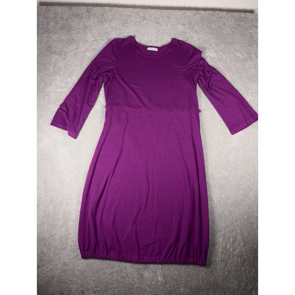 bryn walker dress purple tie waist midi bubble small overiszed Bamboo Cotton